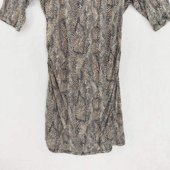 Allen Schwartz Brown Black & White Snake Print Ruched Dress 5059 - Picture 3 of 7